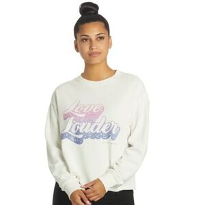 Spiritual Gangster Women's Love Louder Cropped Sweatshirt White Size Large